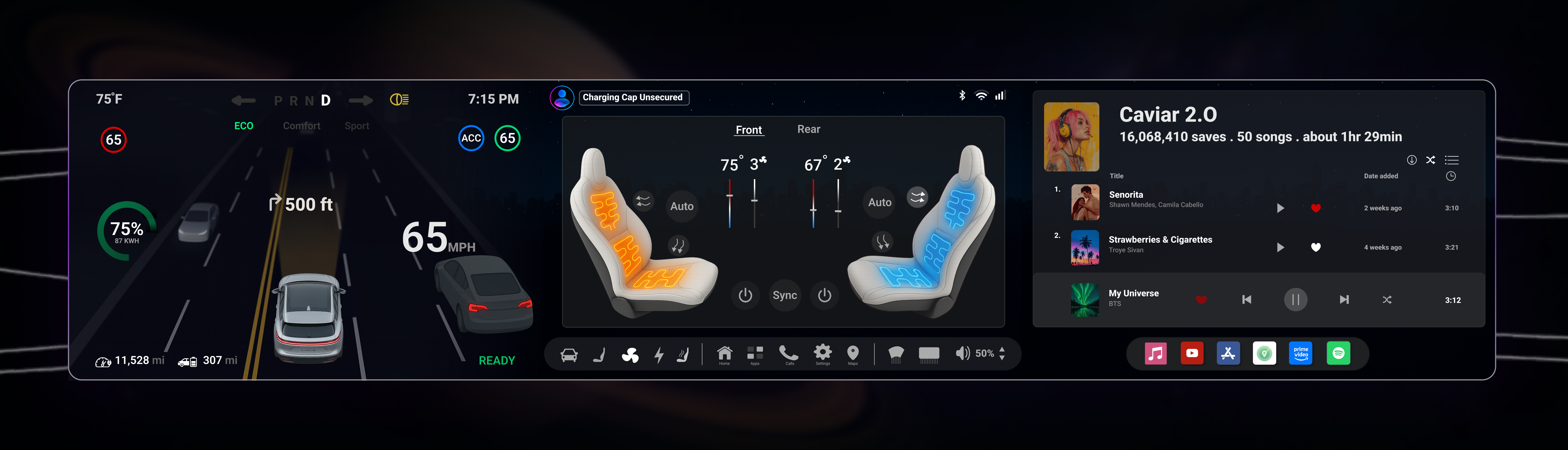 Dual-zone climate control with heating/cooling visualization